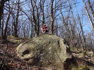 Taking a break on top of a boulder.